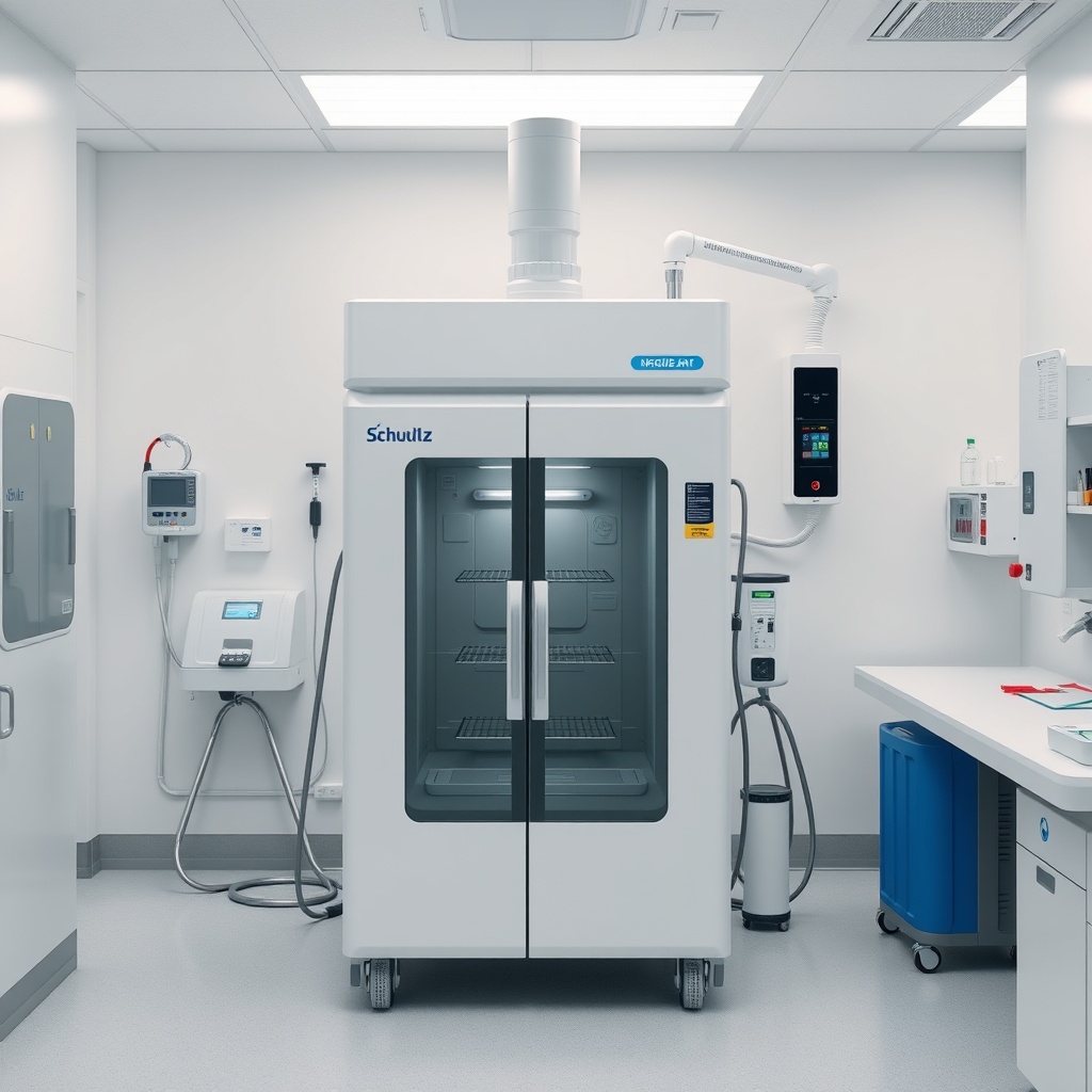<clean photorealistic photo of Schulz MST 20/200 24 LT in a medical lab setting